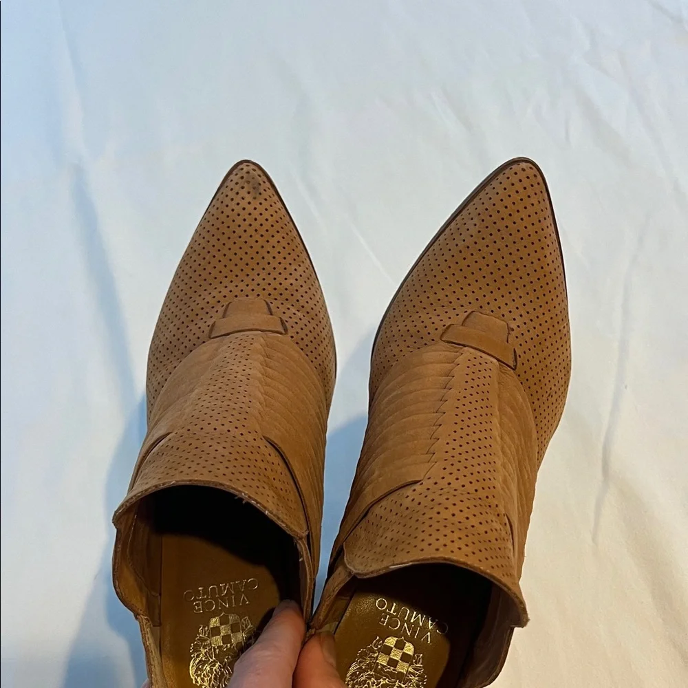 Vince Camuto Tan Perforated Ankle Booties - Picture 11 of 12
